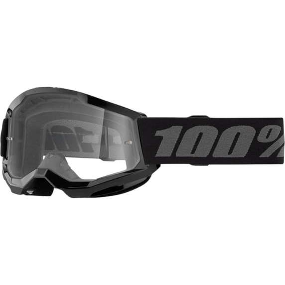 100% Strata 2 Youth Goggles Black Clear Lens