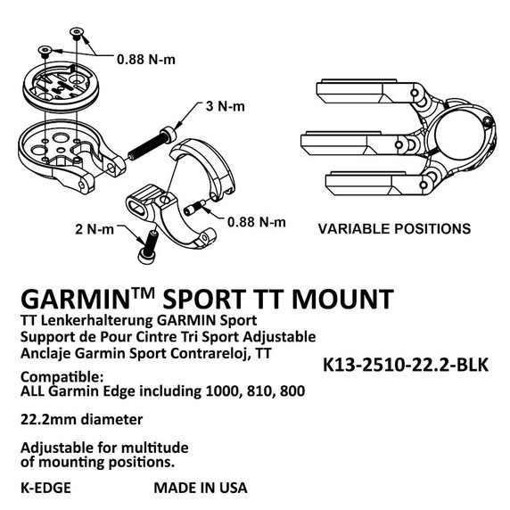 K-Edge TT Mount For Garmin - Black