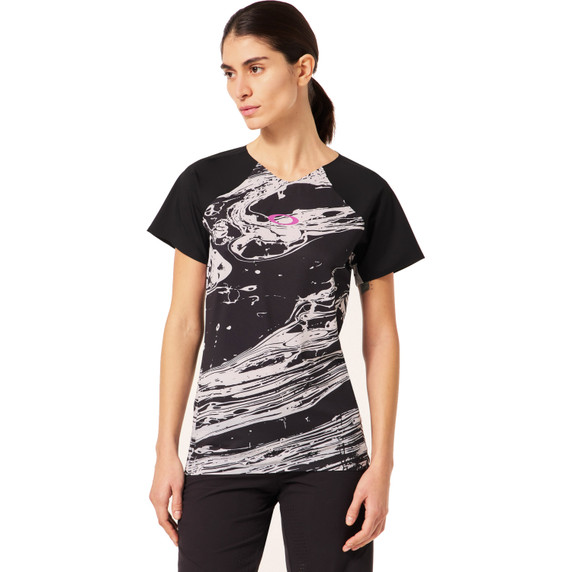 Oakley Womens Seeker Airline SS Jersey Duality Swirl Gr/Bk