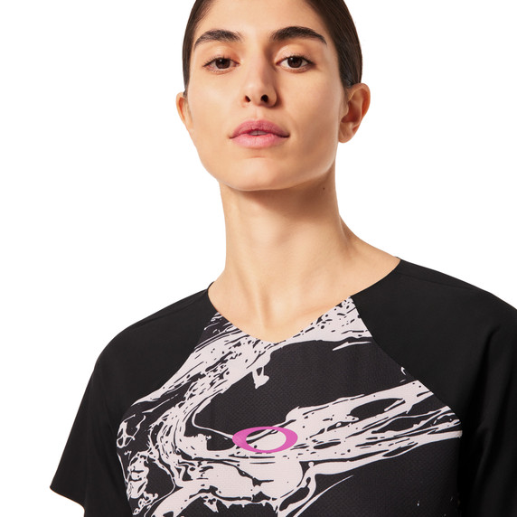 Oakley Womens Seeker Airline SS Jersey Duality Swirl Gr/Bk