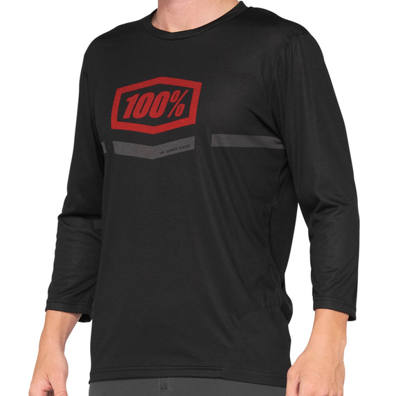 100% Airmatic 3/4 Sleeve MTB Jersey Black/Red