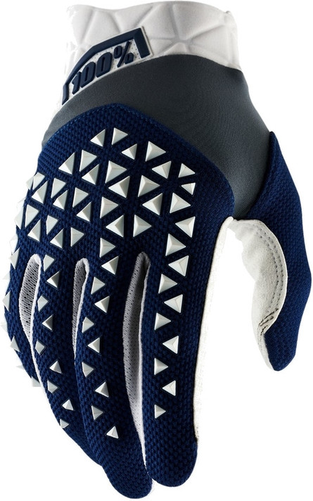 100% AIRMATIC Full Finger Gloves Navy/Steel/White