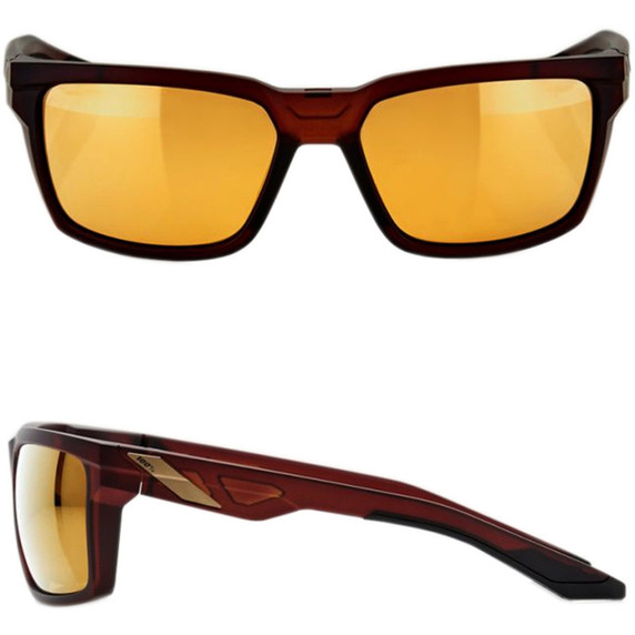 100% Daze Sunglasses Soft Tact Rootbeer/Flash Gold Lens