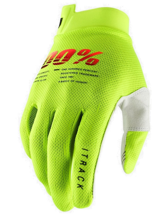 100% Itrack Gloves Fluro Yellow X-Large