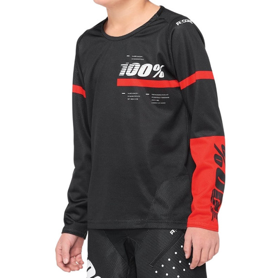 100% R-Core Youth LS DH Jersey Black/Red