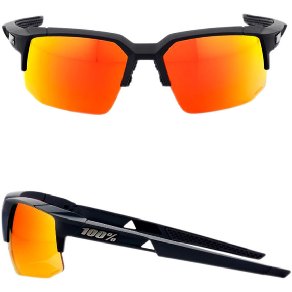 100% Speedcoupe Sunglasses Soft Tact Black/Hiper Red Multilayer Mirror Lens