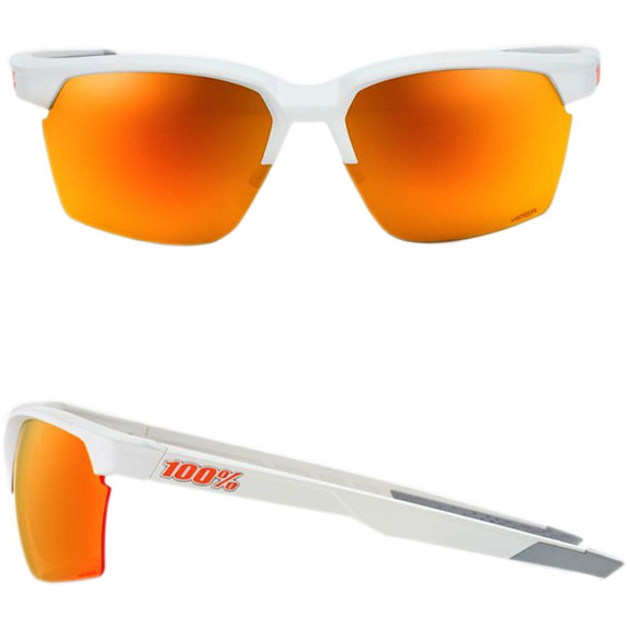 100% Sportcoupe Sunglasses Matte White/Hiper Red Multilayer Mirror Lens