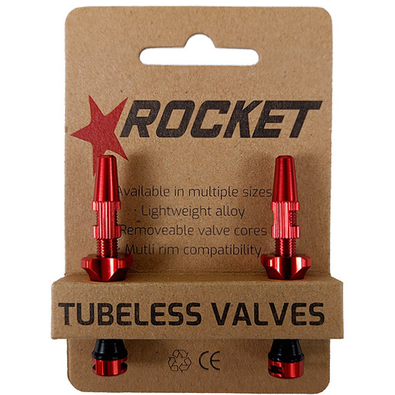 Rocket Tubeless Valves 48mm Red