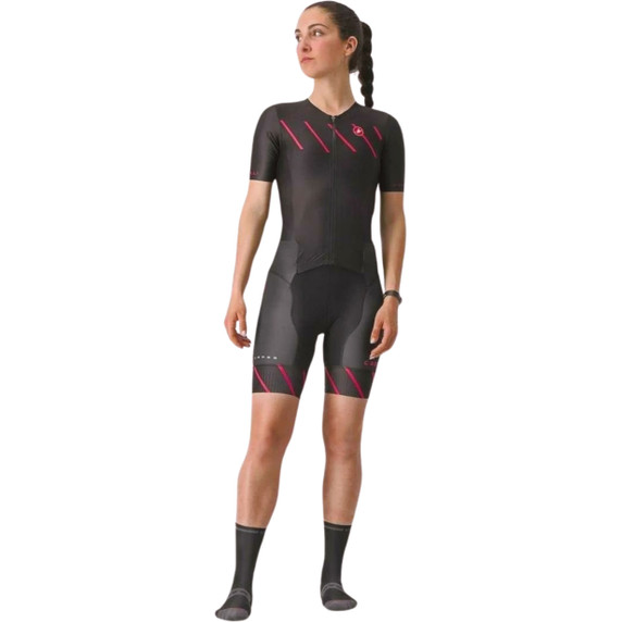 Castelli Free Sanremo 2 SS Suit Womens Sleeve Black/Hibiscus