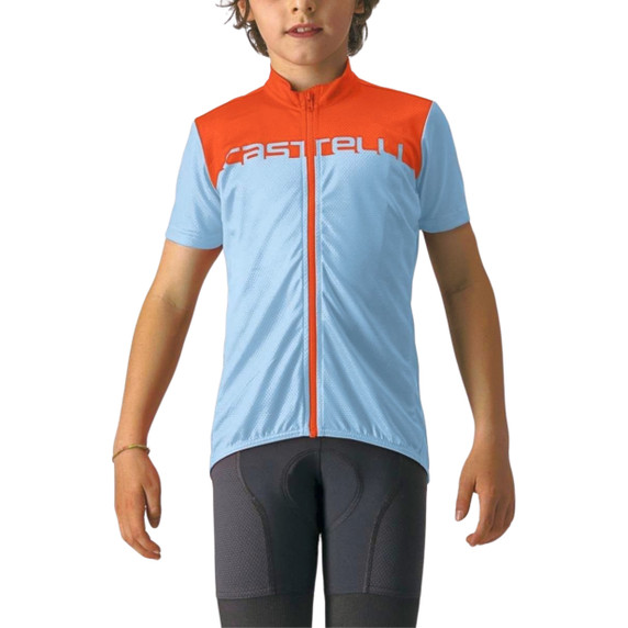 Castelli Neo Prologo Jersey Kids Baby Blue/Scarlet Lava