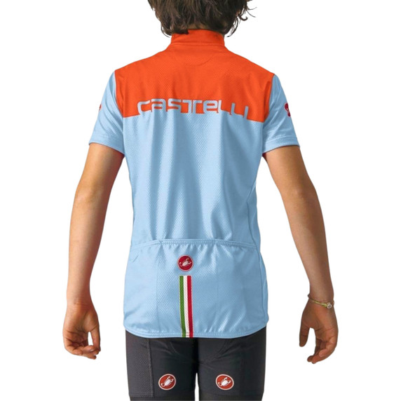 Castelli Neo Prologo Jersey Kids Baby Blue/Scarlet Lava