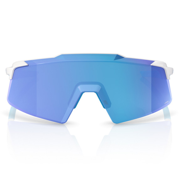 100% Aerocraft Sunglasses Matte White HiPER Blue Mirror