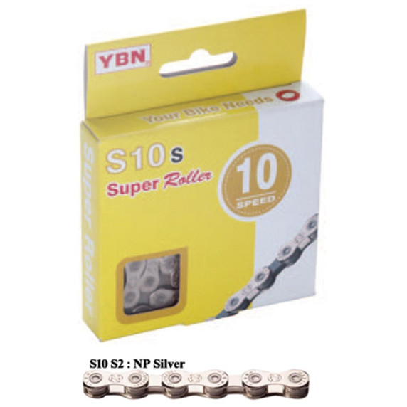 YBN Chain 10 Speed 1/2 X 11/128 116L Silver/Silver