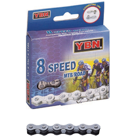 YBN Chain 8 Speed 1/2 X 3/32 X 116L Solid Pin Plate 7.3mm