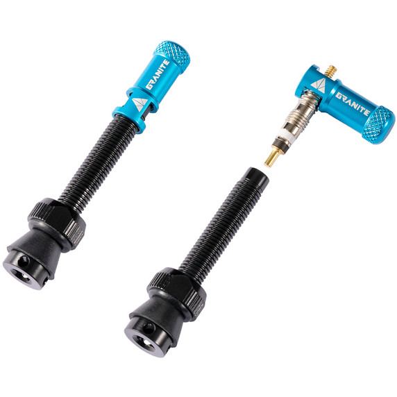 Granite Design Juicy Valve Cap Pair W/Tubeless Valve 80mm Blue