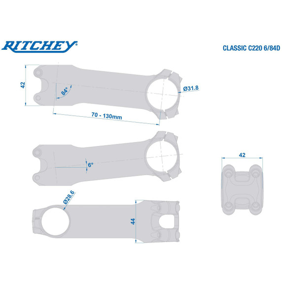 Ritchey Stem Classic 1-1/8in 31.8mm Silver
