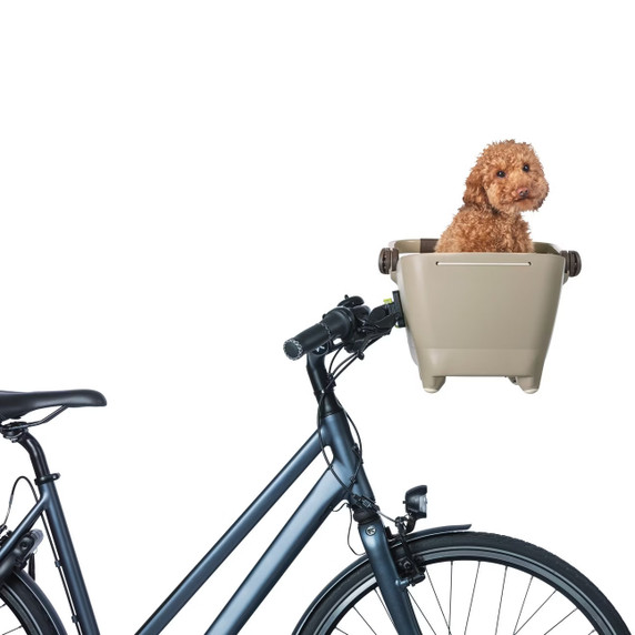 Basil Buddy KF Front Mount Dog Bike Basket Biscotti Brown