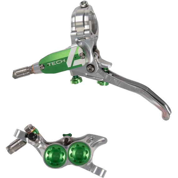 Hope Tech4 E4 Front Disc Brake Silver/Green Black Cable