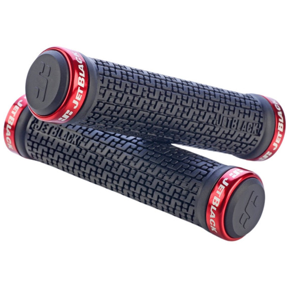 JetBlack Pin Lock On Grips Black W/Red Ring