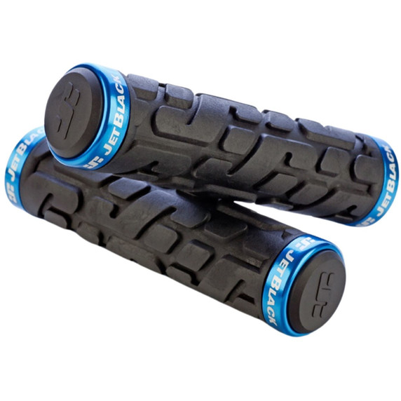 Jet Black Rivet Lock On Grips Blk/Cyan