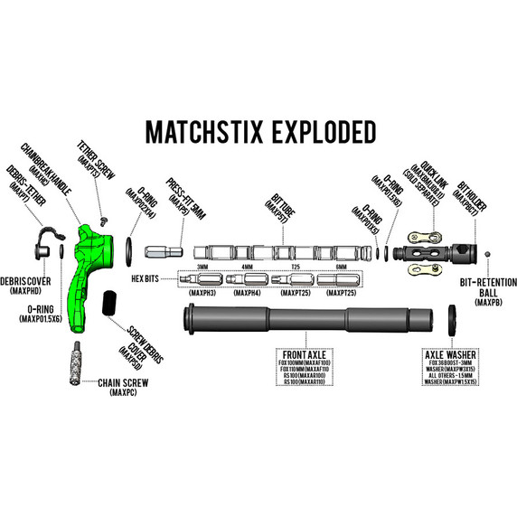 Matchstix Front Axle Fox 15X100 Lime