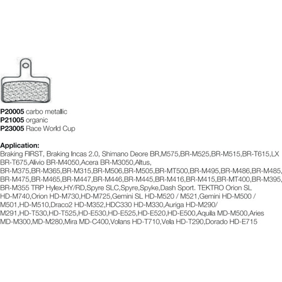 Braking Incas 2.0 Shimano/Deore Organic Brake Pads