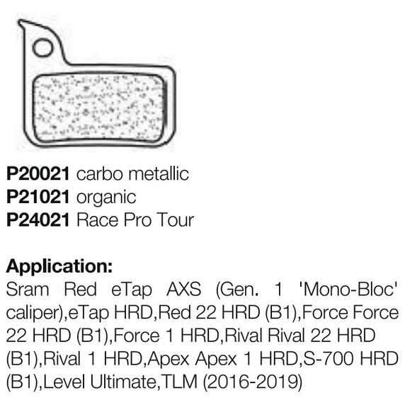 Braking Sram Red/Level/Ultimate Organic Brake Pads