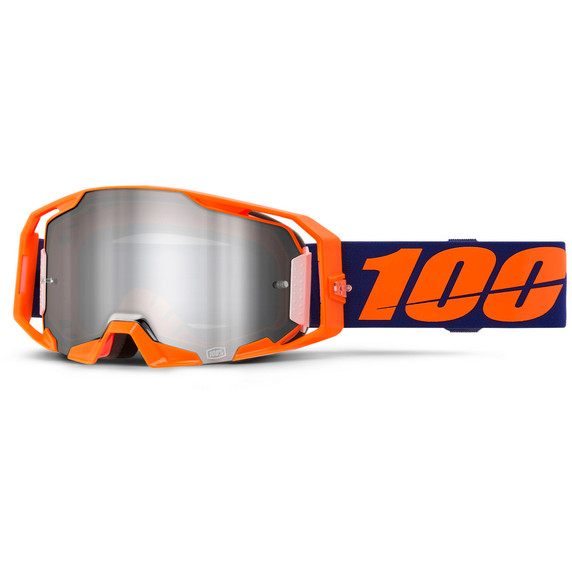 100% Armatic Goggles Neon Orange Mirror Silver Flash