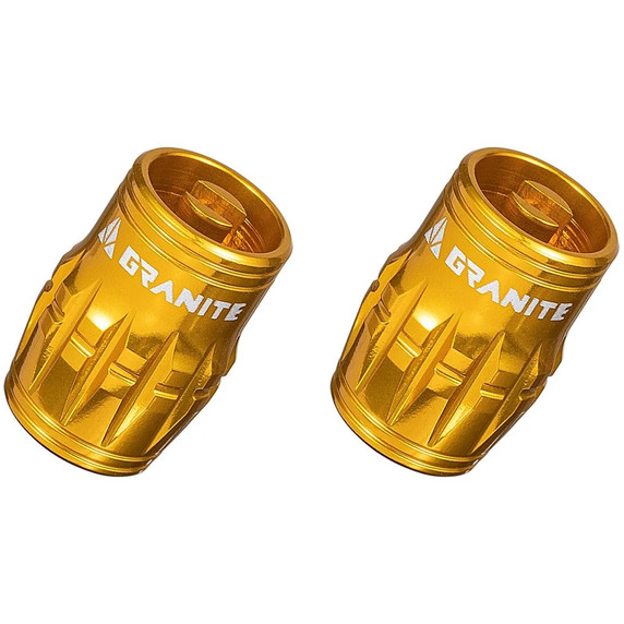 Granite Design Juicy CNC Schrader Valve Cap 2pc Gold