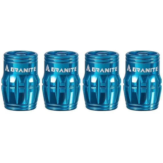 Granite Design Juicy CNC Schrader Valve Cap 4pc Blue