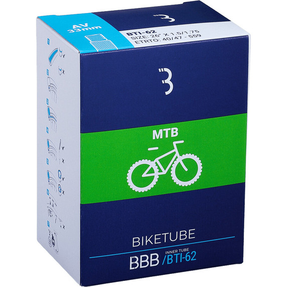 BBB Inner Tube 26 x 1.5/1.75in Schrader Valve