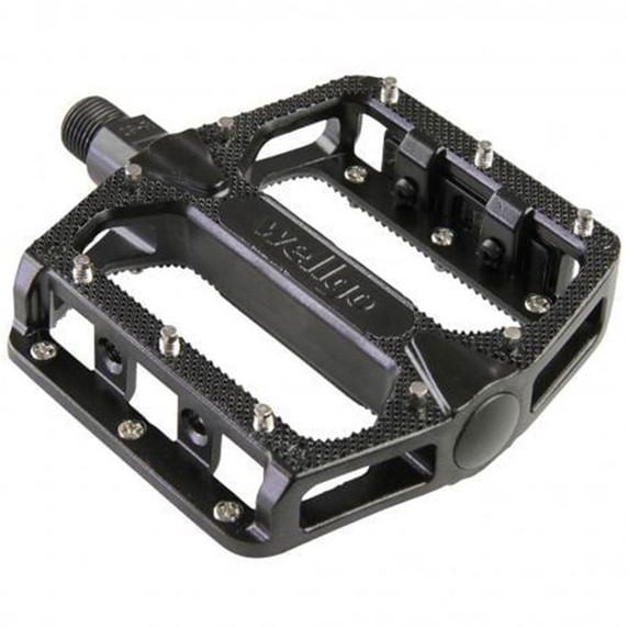 QBP Pedal Flat Mtb Alloy DU Bearing 9/16 Black Removable Pins