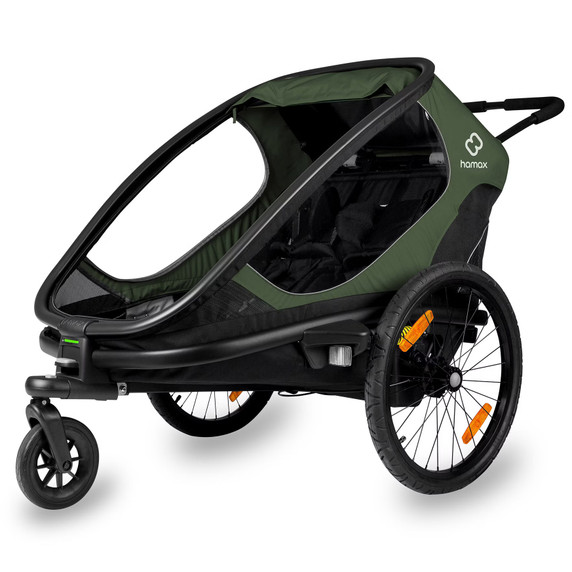 Hamax Outback Two Child Trailer w/ Recline Black/Green