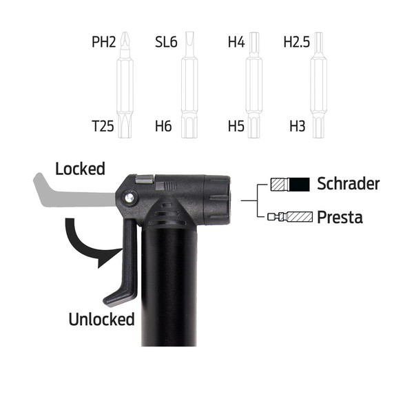 Azur Clever Valve Mini Pump + 8-In-1 Screwdriver