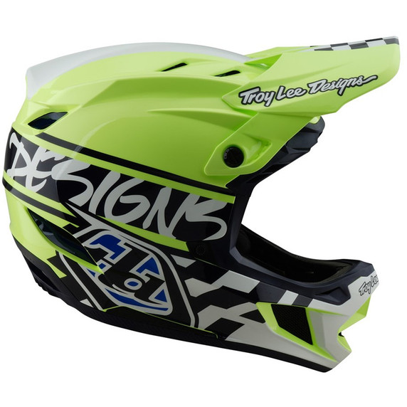 Troy Lee Designs D4 AS Polyacrylite Helmet Fifty-50 Navy/Glo Yellow