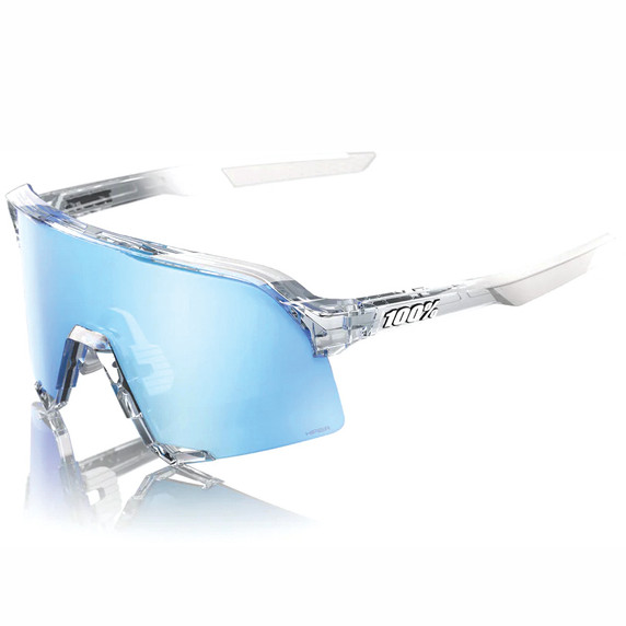 100% S3 Sunglasses Polished Translucent Clear HiPER Blue