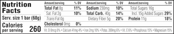 Clif Bar Energy Bar Choc Chip Peanut Crunch 68g