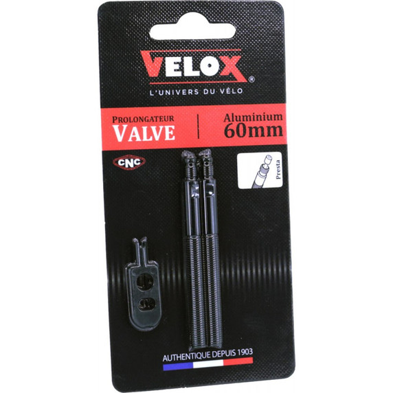 Velox Valve Extender 60mm Aluminium Presta Valve Pair