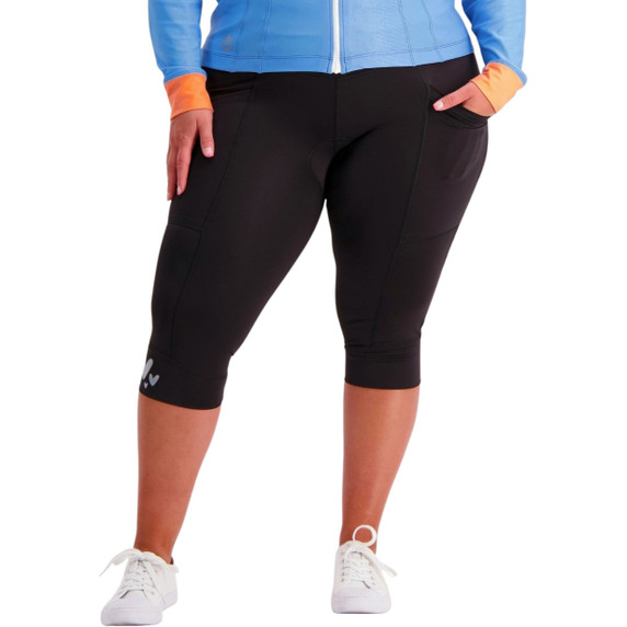 Birds on Bikes Essential Pocket Womens Padded 3/4 Short Black