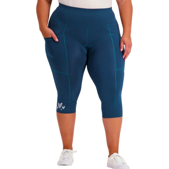 Birds on Bikes Essential Pocket Womens Padded 3/4 Short Forest