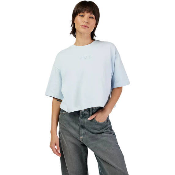 Fox Womens Wordmark OS Crop Tee Pale Blue
