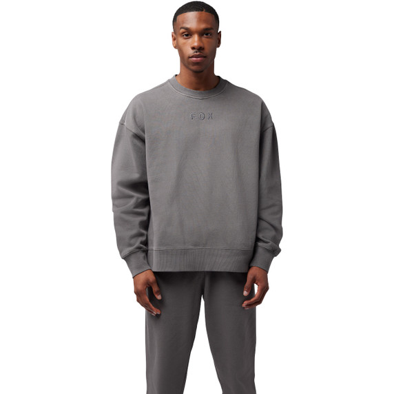 Fox Wordmark Oversized Fleece Crew Pewter