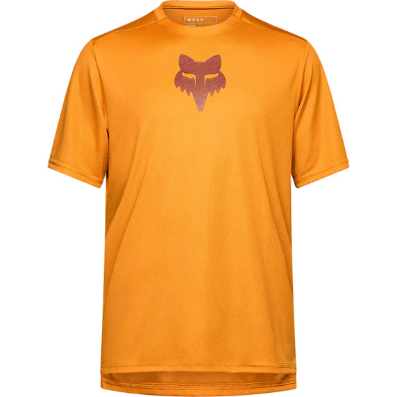 Orange short sleeve jersey with red logos
