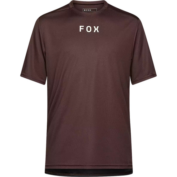 Brown and black short sleeve jersey with cream logos