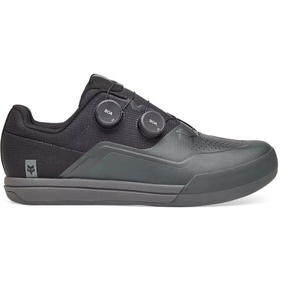 Black and grey mountain bike shoes with BOA retention system