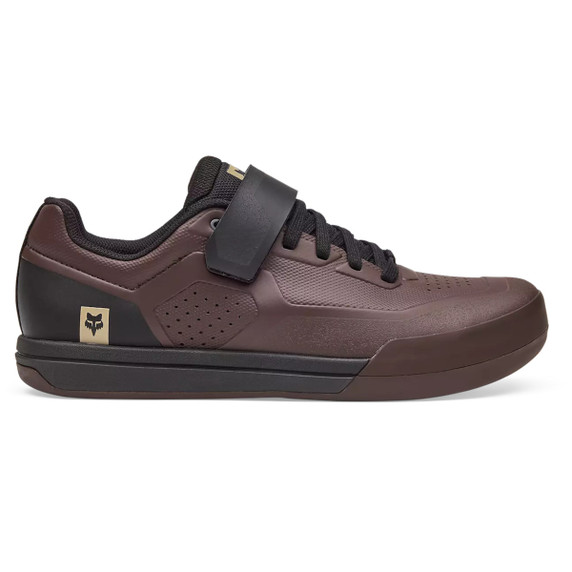 Brown and black lace up moutain bike shoe with velcro retention system