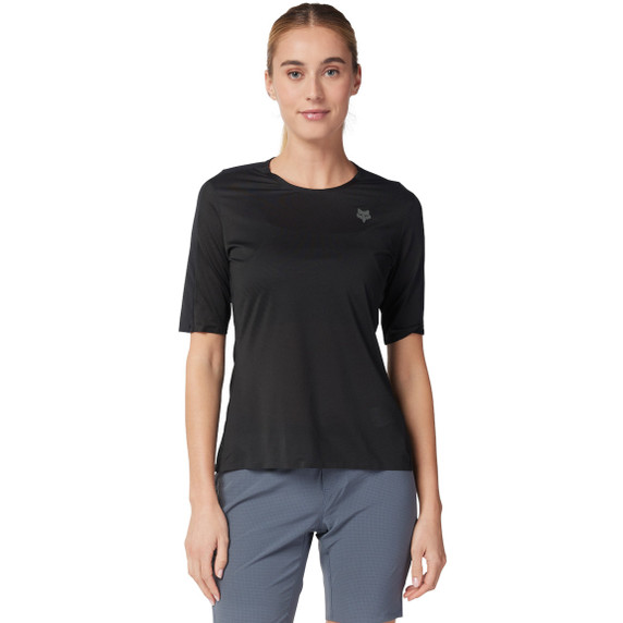 FOX Womens Flexair Ascent SS Jersey Black 2025