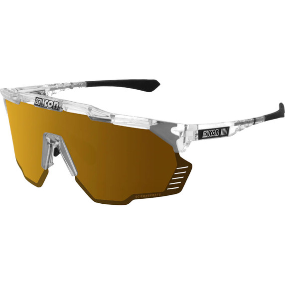 Transparent scicon sunglasses with bronze mirror lens