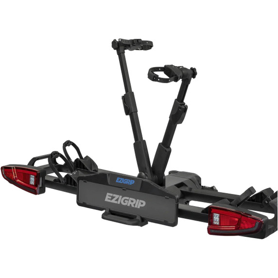 Black towball mounted platform bike rack for 2 bikes