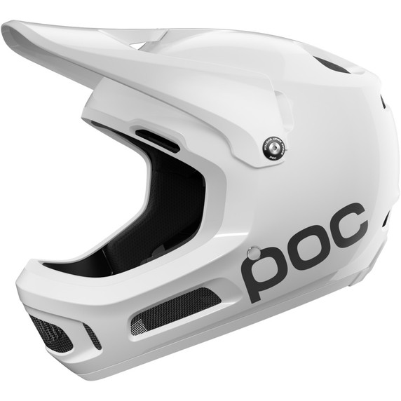 White POC full face helmet with black logo